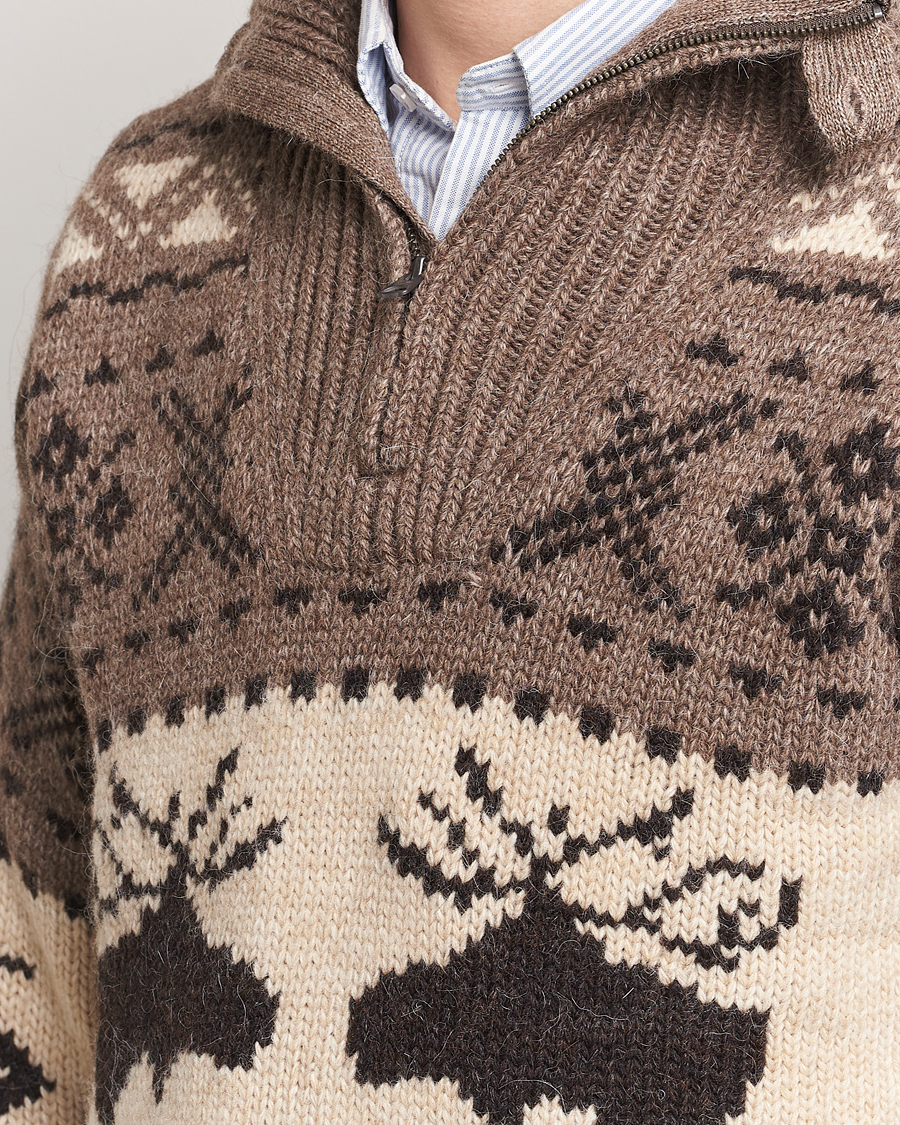 Herre | Gensere | Polo Ralph Lauren | Wool Knitted Half-Zip Sweater Medium Brown