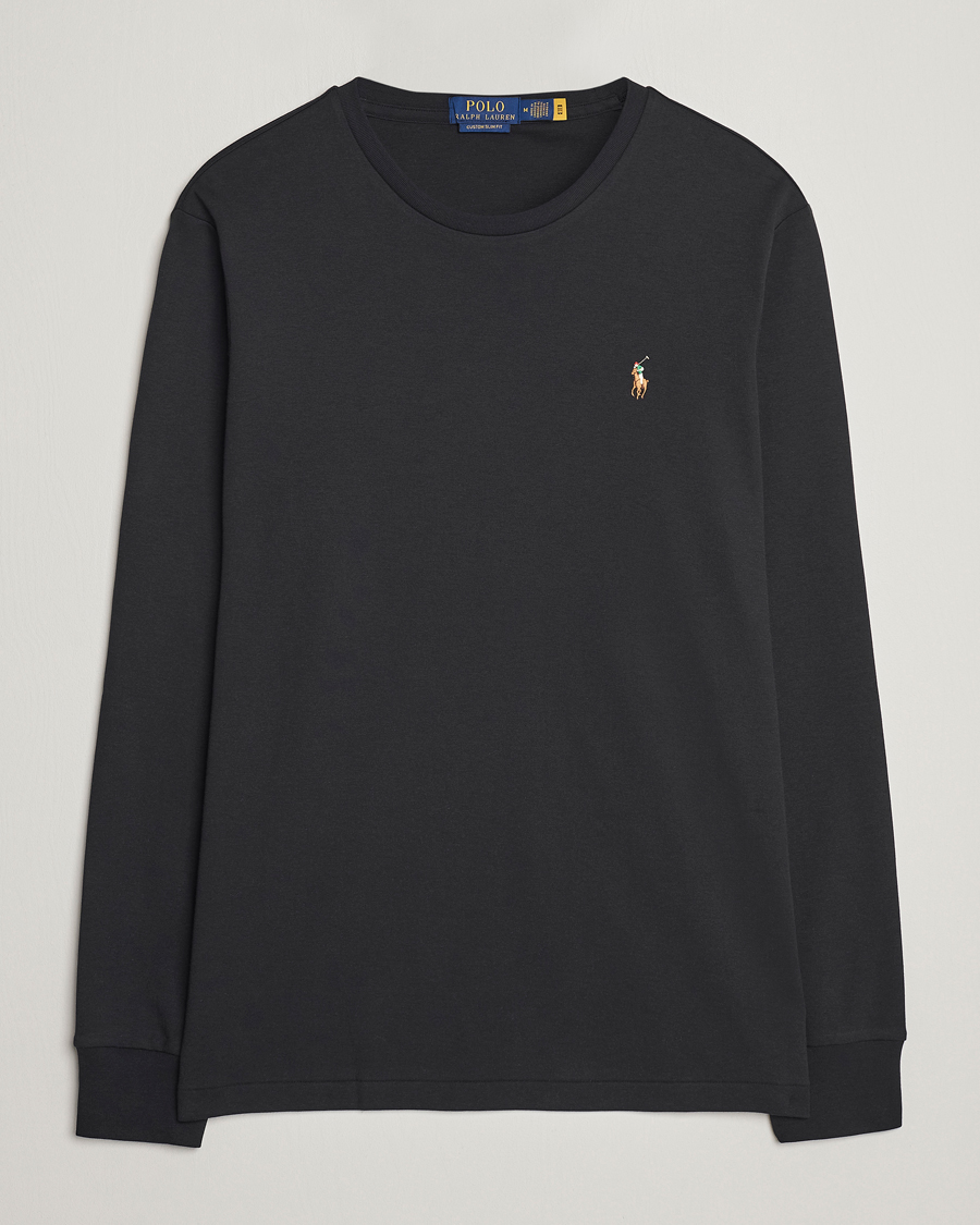 Herre | T-Shirts | Polo Ralph Lauren | Luxury Pima Cotton Long Sleeve T-Shirt Black