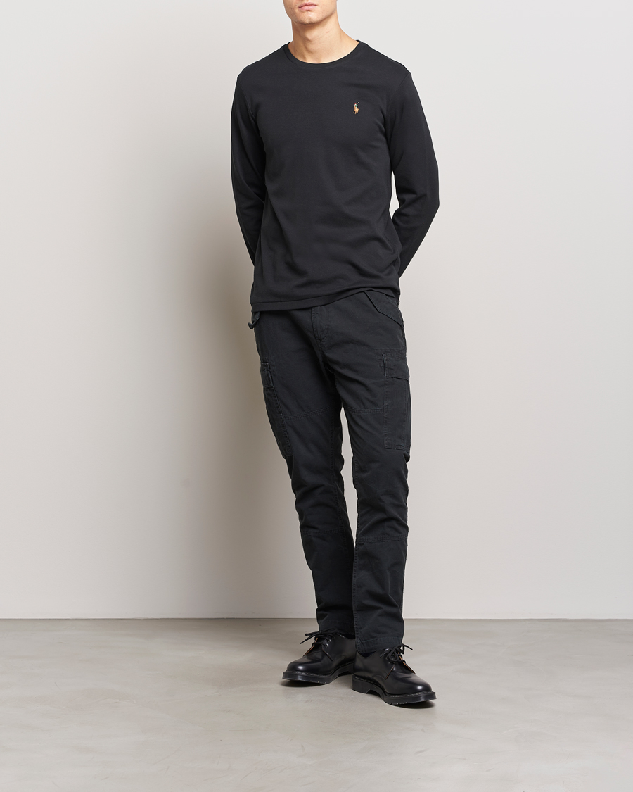 Herre | T-Shirts | Polo Ralph Lauren | Luxury Pima Cotton Long Sleeve T-Shirt Black