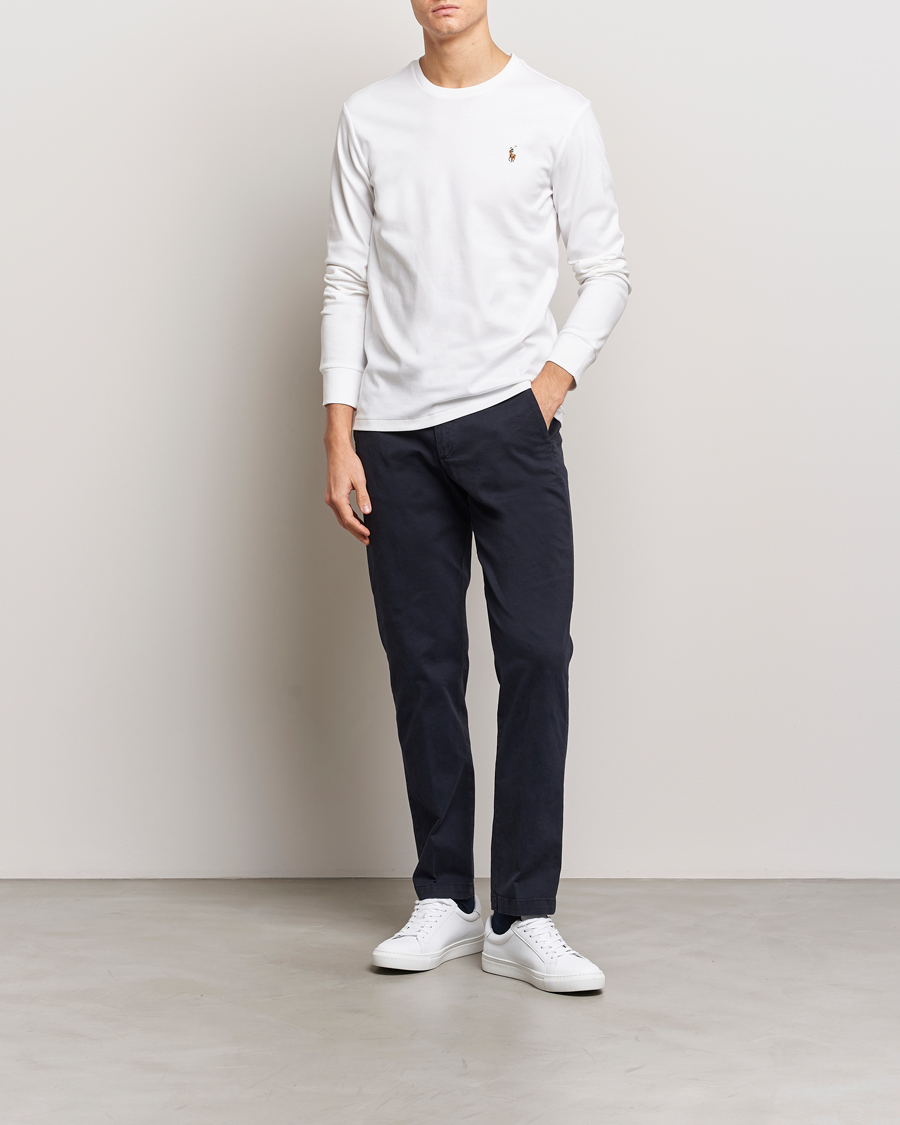 Herre | T-Shirts | Polo Ralph Lauren | Luxury Pima Cotton Long Sleeve T-Shirt White