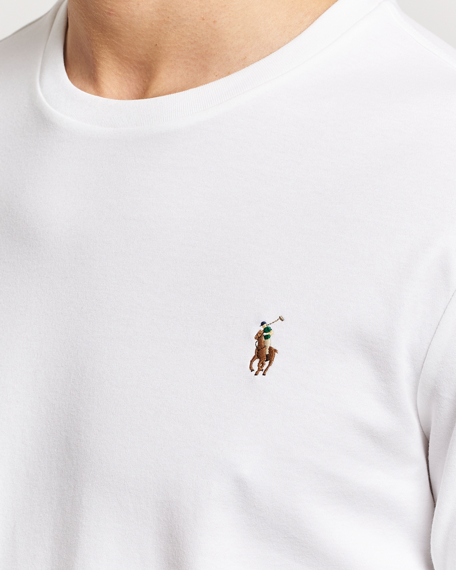 Herre | T-Shirts | Polo Ralph Lauren | Luxury Pima Cotton Long Sleeve T-Shirt White