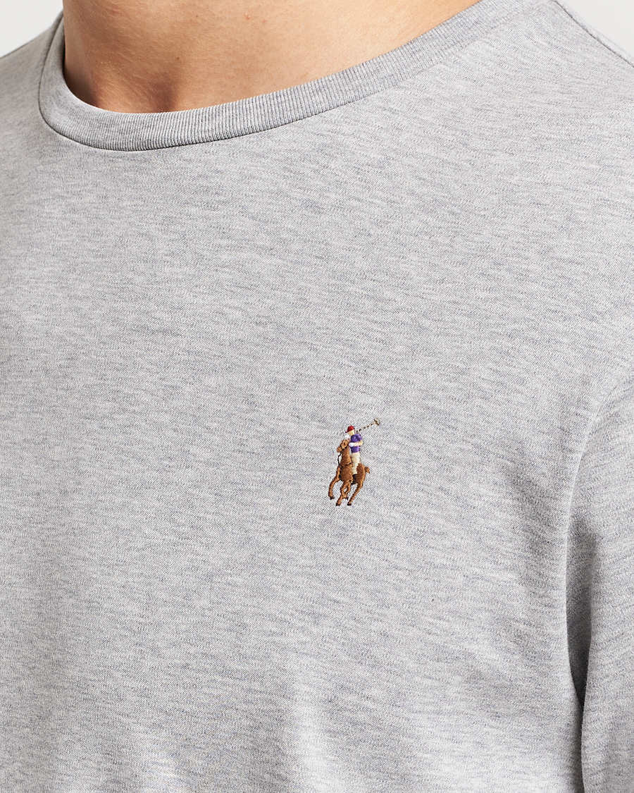 Herre | T-Shirts | Polo Ralph Lauren | Luxury Pima Cotton Long Sleeve T-Shirt Light Grey