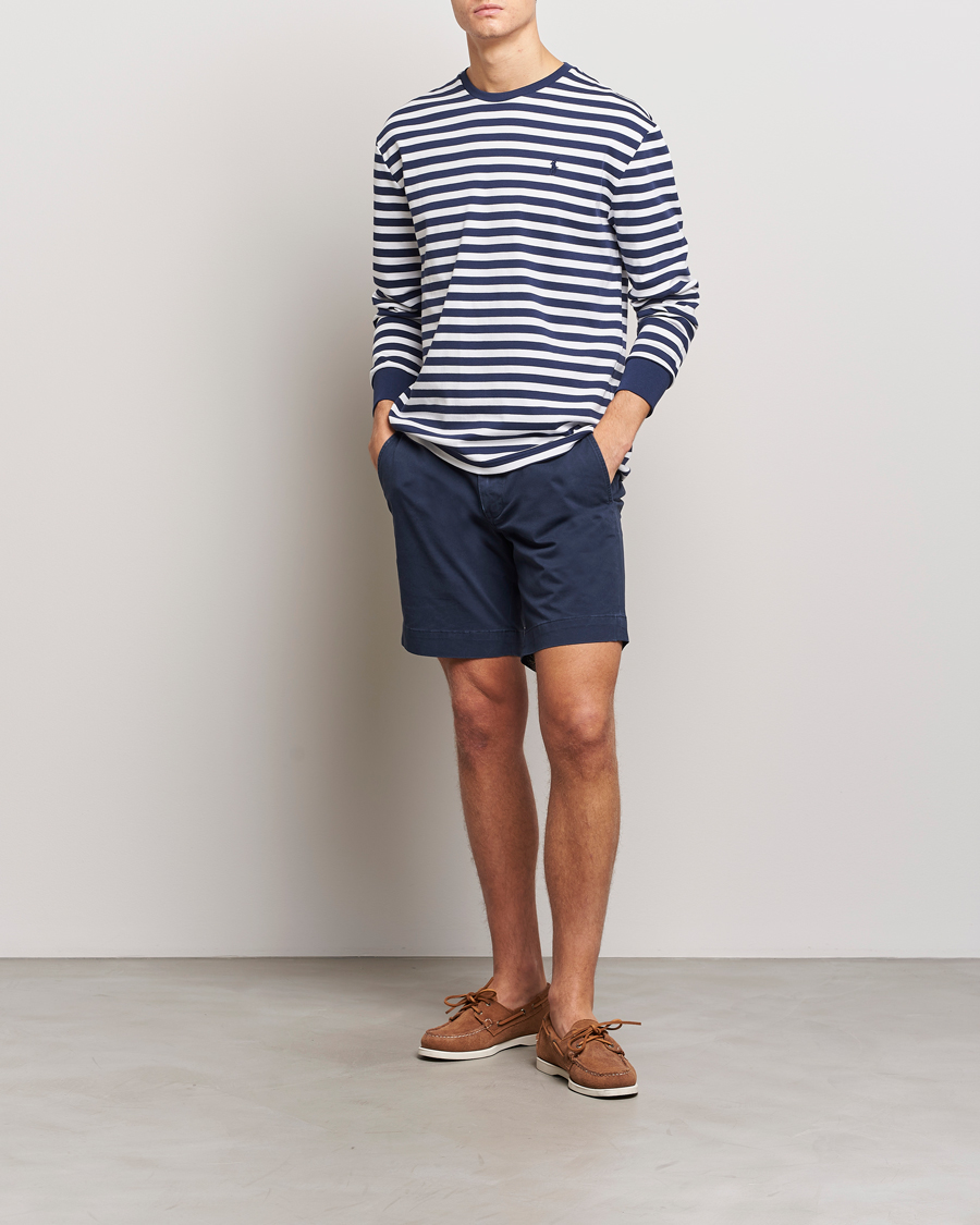Herre | T-Shirts | Polo Ralph Lauren | Striped Long Sleeve T-Shirt Refined Navy/White