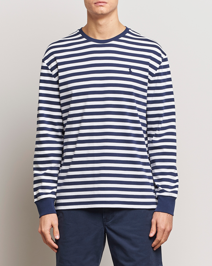 Herre | T-Shirts | Polo Ralph Lauren | Striped Long Sleeve T-Shirt Refined Navy/White