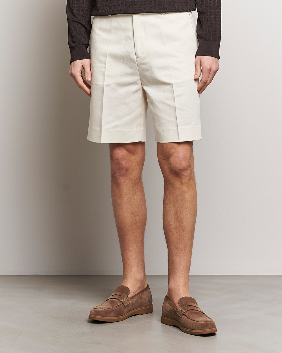 Herre | Chinosshorts | Filippa K | Cotton/Linen Shorts Bone White
