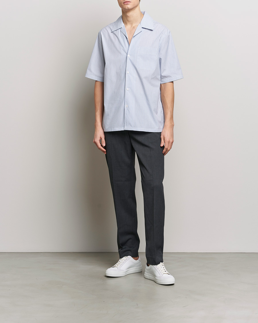 Herre | Skjorter | Filippa K | Striped Short Sleeve Resort Shirt Blue/White