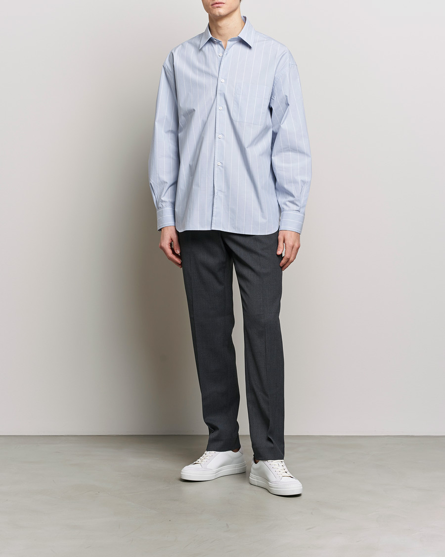 Herre | Skjorter | Filippa K | Striped Poplin Shirt Faded Blue/White