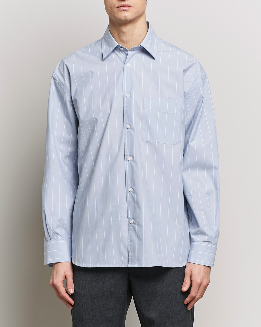 Herre | Casualskjorter | Filippa K | Striped Poplin Shirt Faded Blue/White