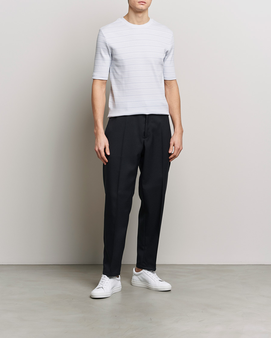 Herre | T-Shirts | Filippa K | Striped Rib T-Shirt Mist Blue/White