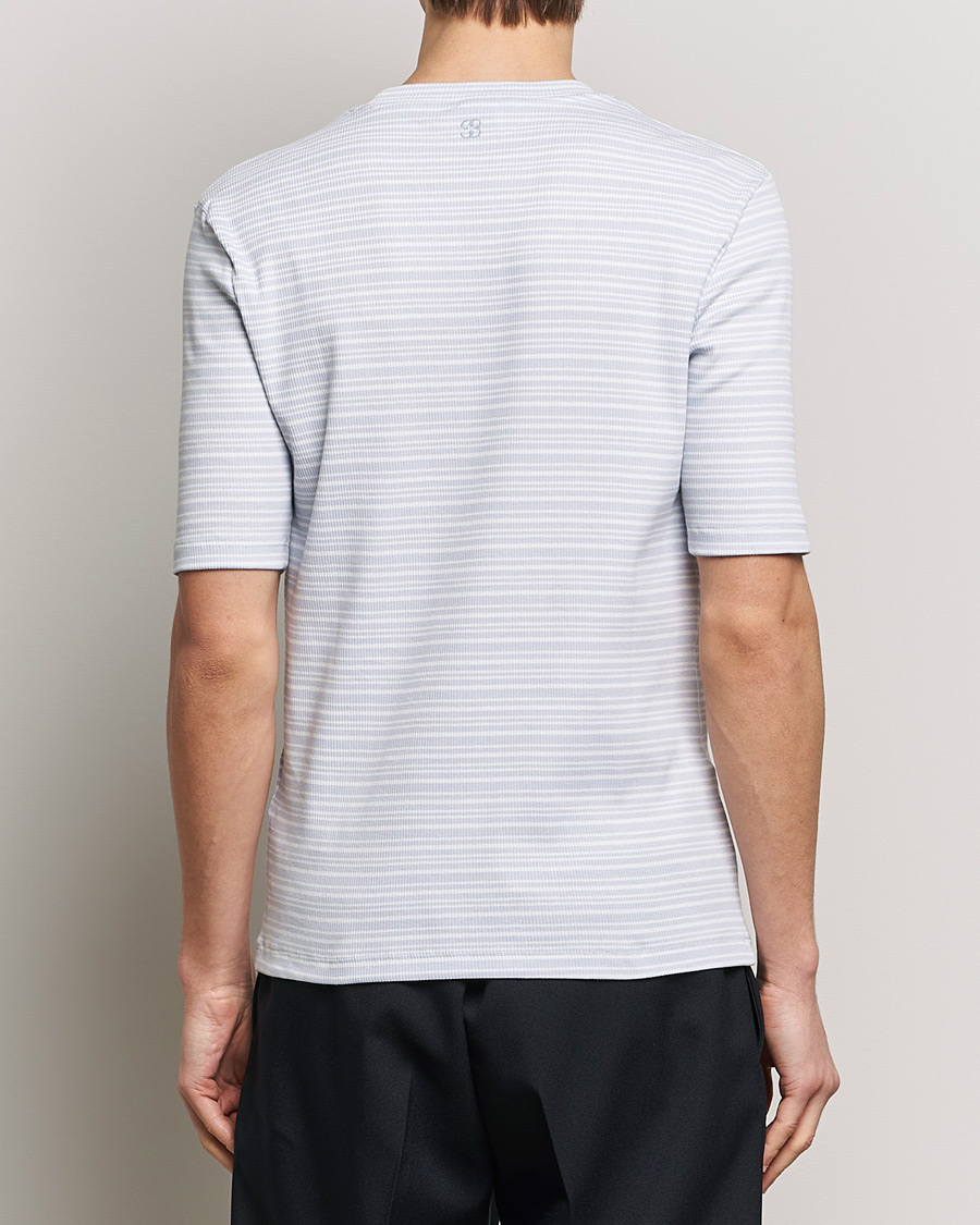 Herre | T-Shirts | Filippa K | Striped Rib T-Shirt Mist Blue/White