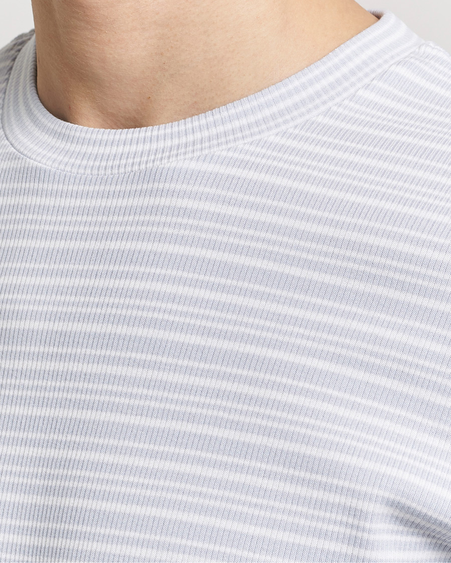 Herre | T-Shirts | Filippa K | Striped Rib T-Shirt Mist Blue/White