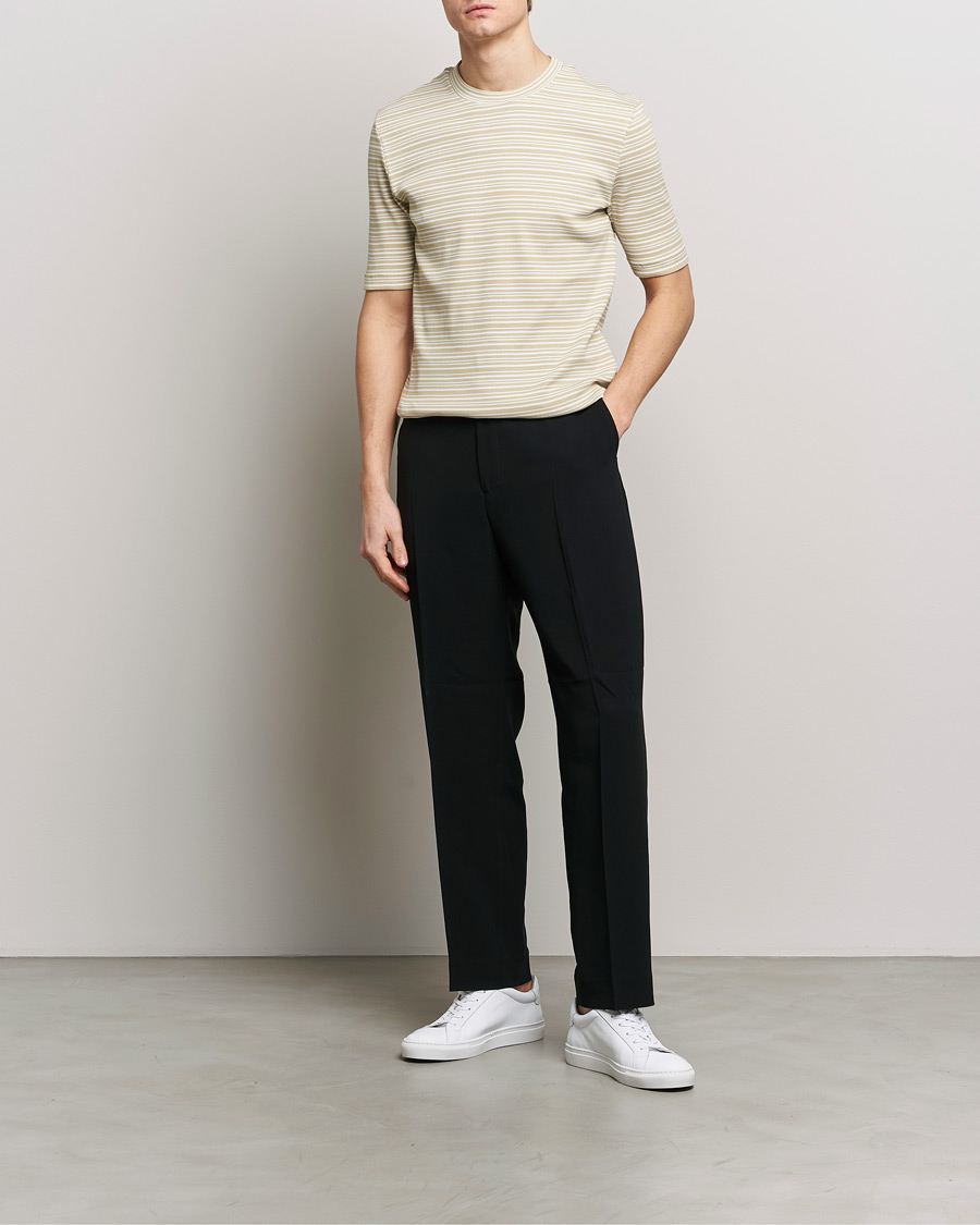 Herre | T-Shirts | Filippa K | Striped Rib T-Shirt Dark Yellow/White