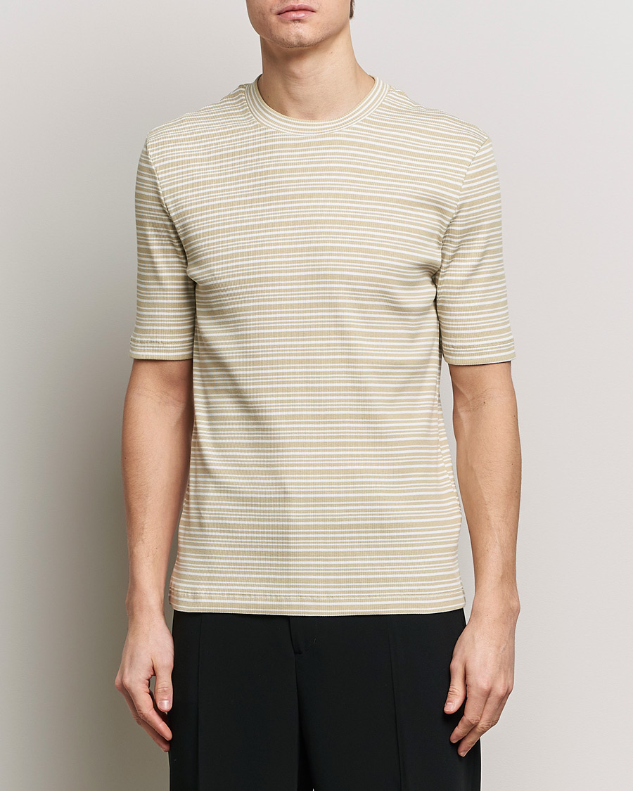 Herre | Kortermede t-shirts | Filippa K | Striped Rib T-Shirt Dark Yellow/White