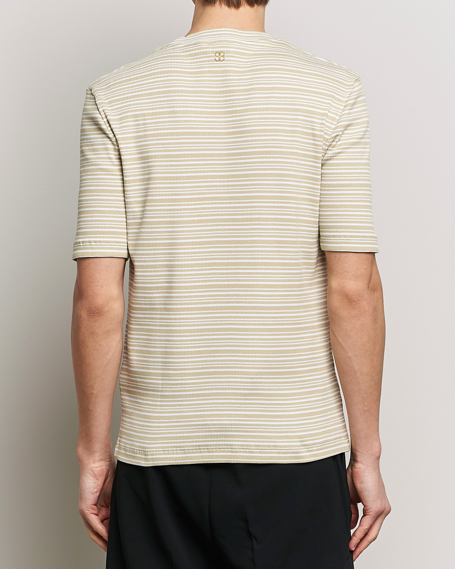 Herre | T-Shirts | Filippa K | Striped Rib T-Shirt Dark Yellow/White