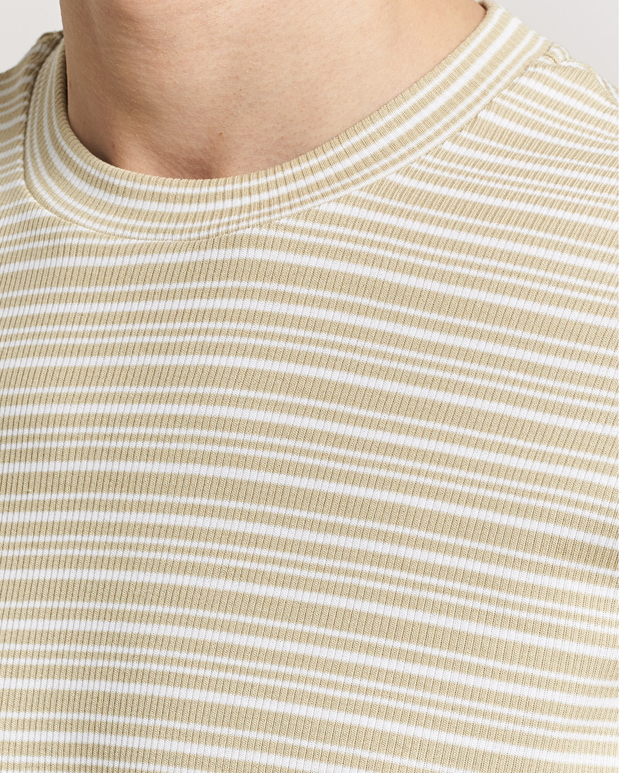 Herre | T-Shirts | Filippa K | Striped Rib T-Shirt Dark Yellow/White