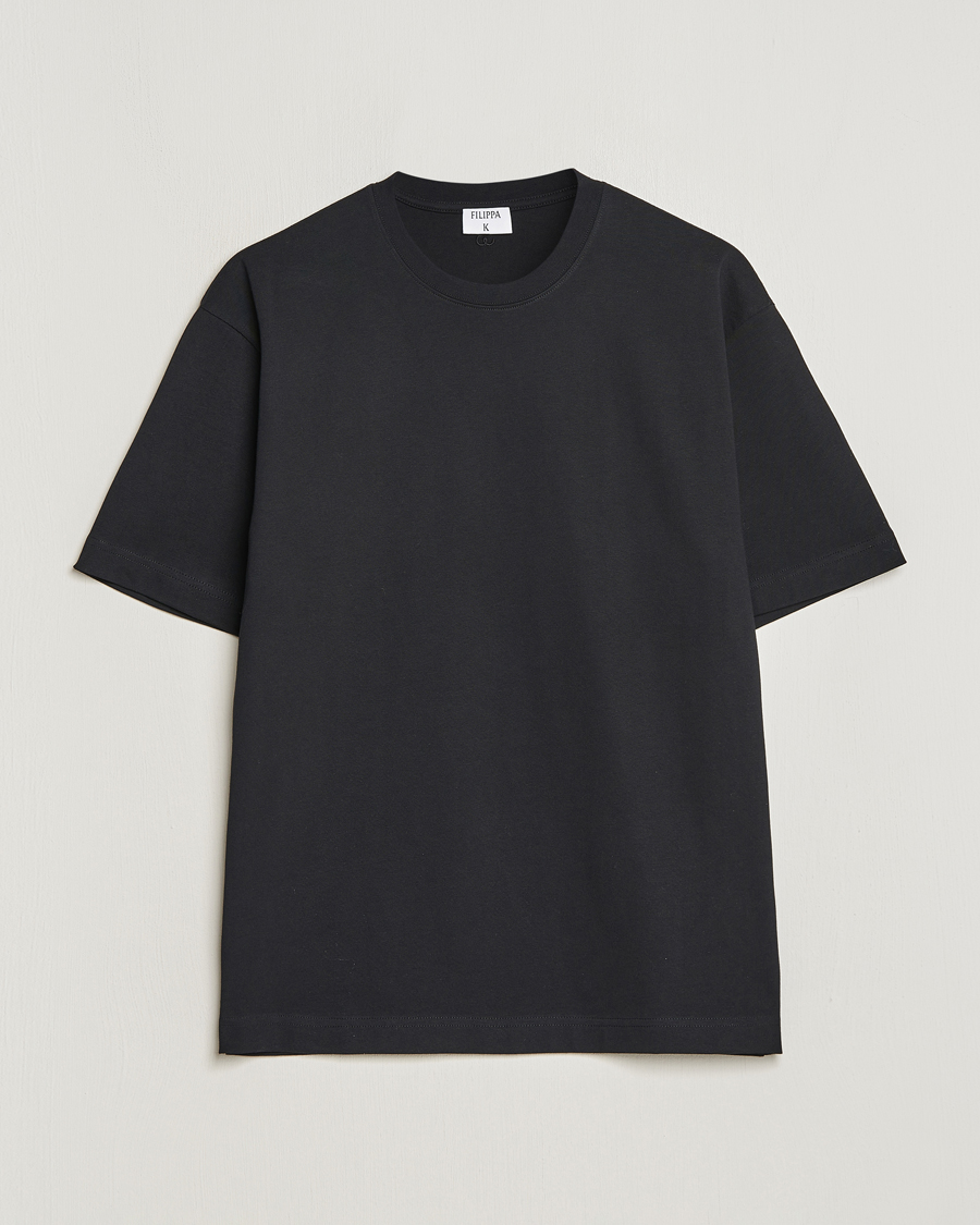 Herre | T-Shirts | Filippa K | Heavy Cotton Crew Neck T-Shirt Black