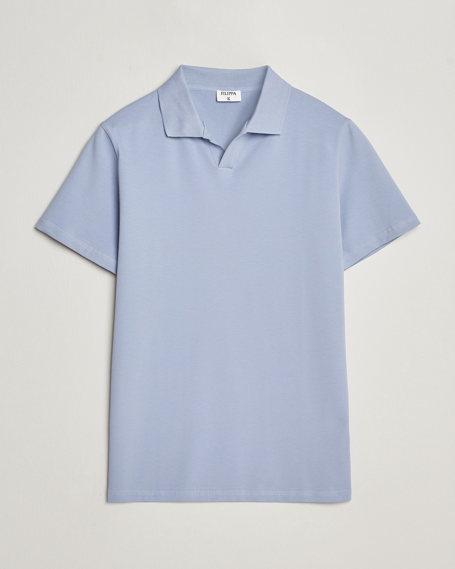 Herre | Pikéer | Filippa K | Soft Lycra Polo T-Shirt Faded Blue