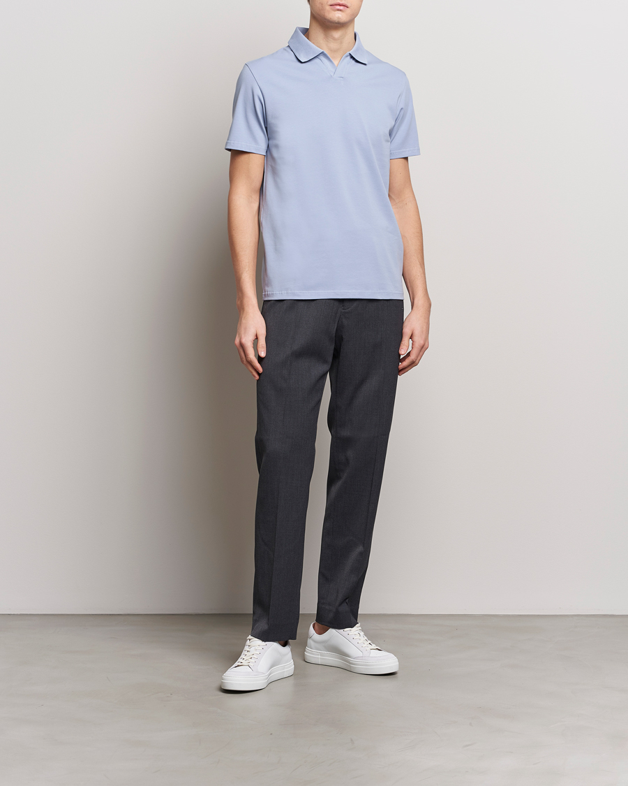 Herre | Pikéer | Filippa K | Soft Lycra Polo T-Shirt Faded Blue