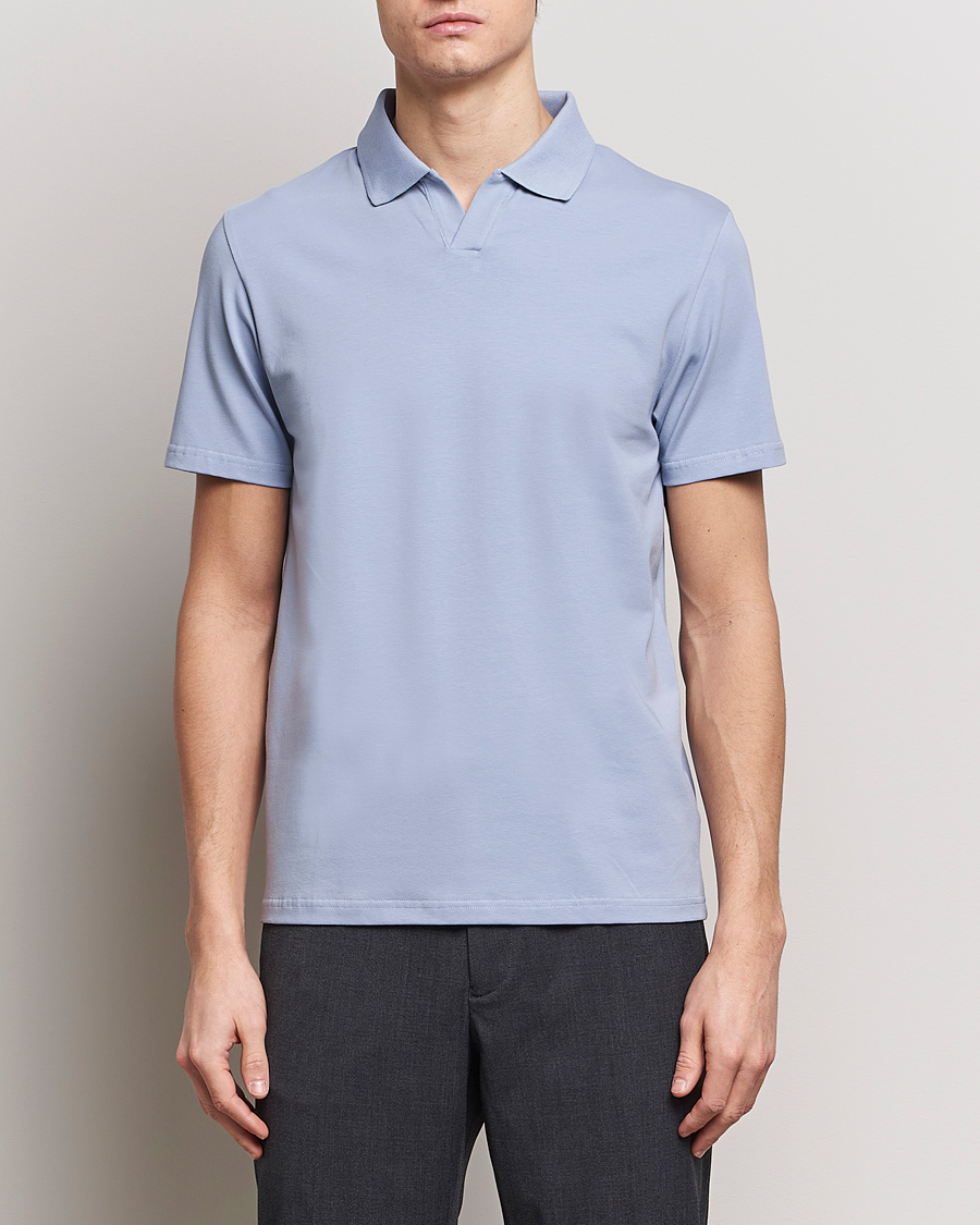 Herre | Pikéer | Filippa K | Soft Lycra Polo T-Shirt Faded Blue