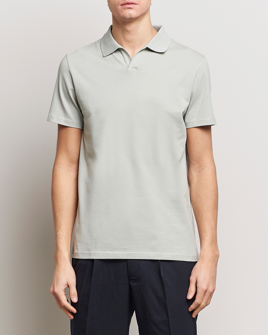 Herre | Business & Beyond | Filippa K | Soft Lycra Polo T-Shirt Green Grey