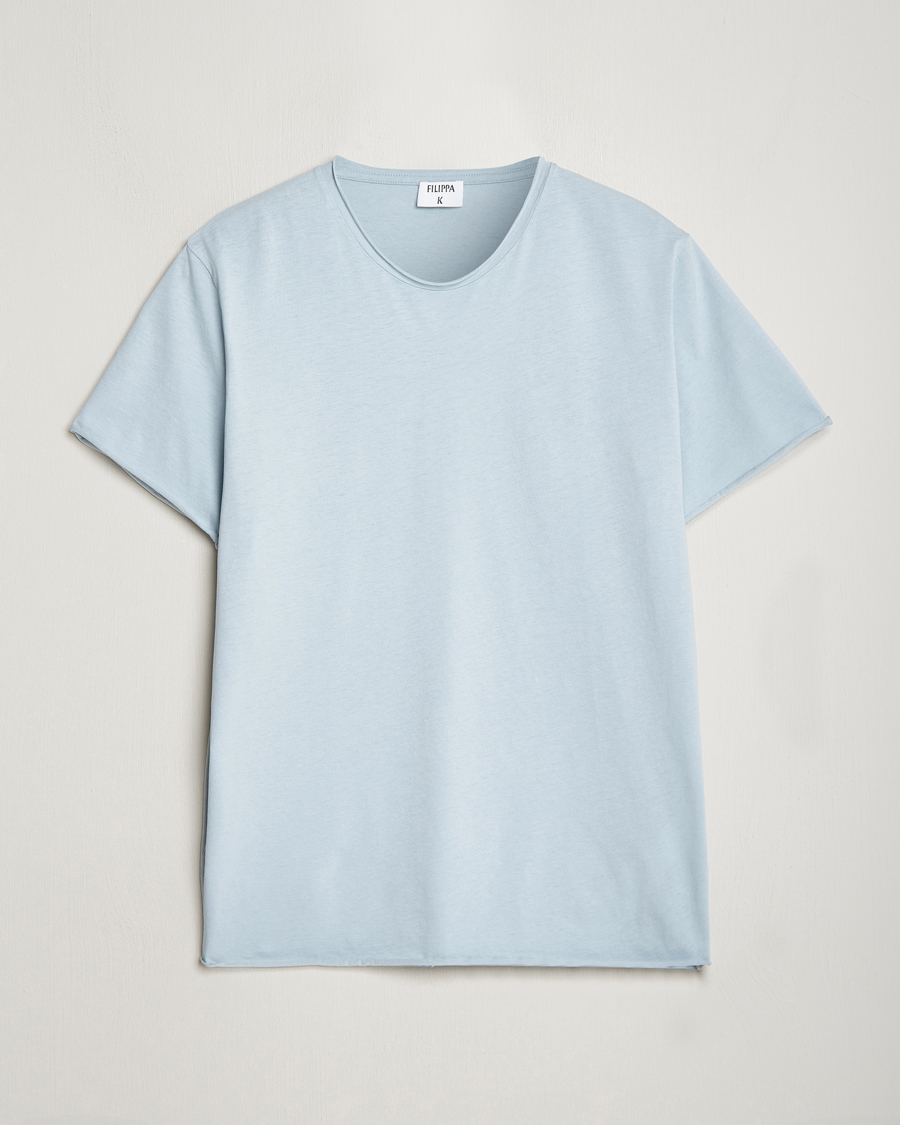 Herre | T-Shirts | Filippa K | Roll Neck Crew Neck T-Shirt Dove Blue