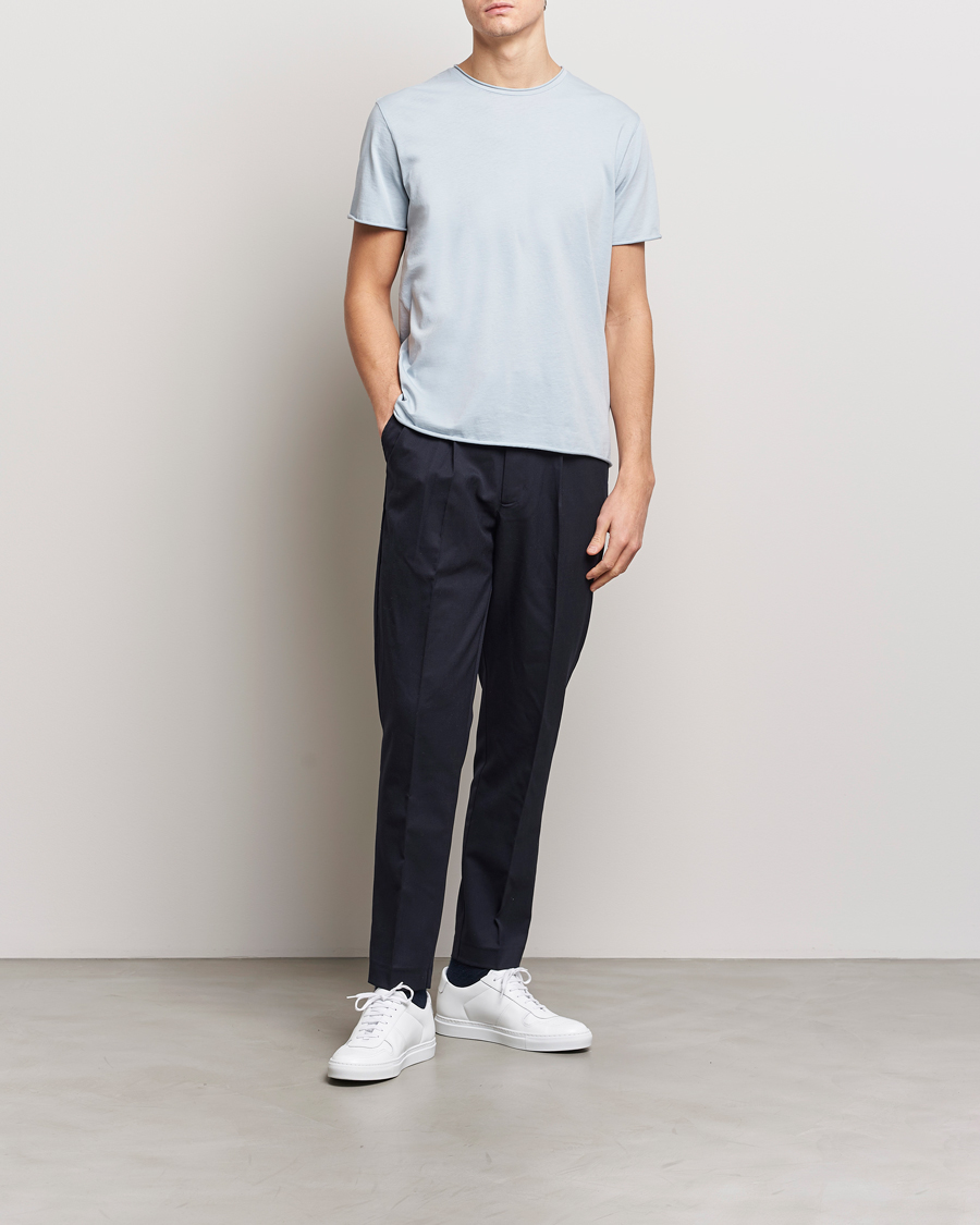 Herre | T-Shirts | Filippa K | Roll Neck Crew Neck T-Shirt Dove Blue