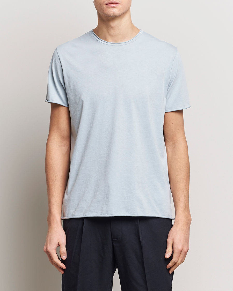 Herre | Kortermede t-shirts | Filippa K | Roll Neck Crew Neck T-Shirt Dove Blue