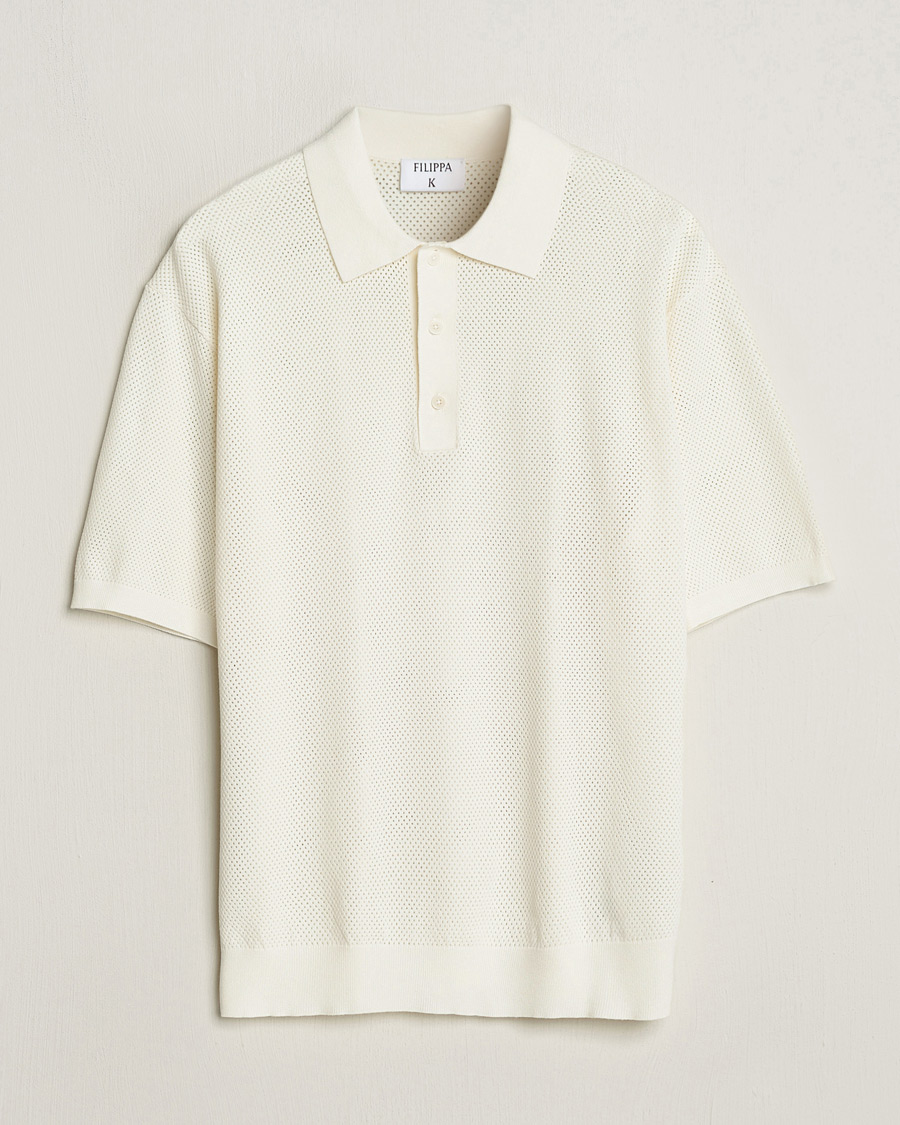 Herre | Pikéer | Filippa K | Mesh Knitted Polo Chalk White
