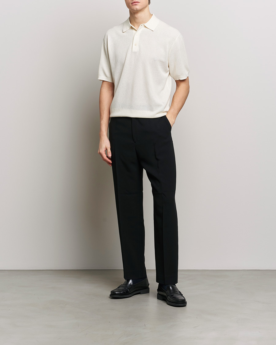 Herre | Pikéer | Filippa K | Mesh Knitted Polo Chalk White