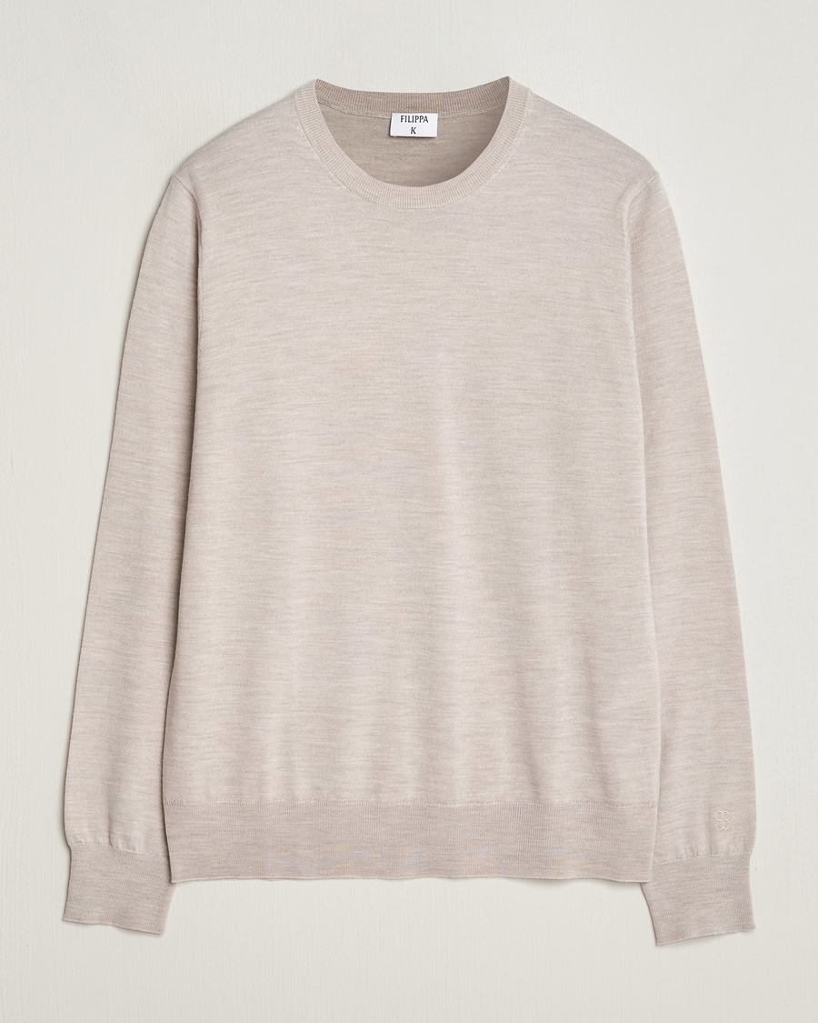 Herre | Gensere | Filippa K | Merino Round Neck Sweater Beige Melange