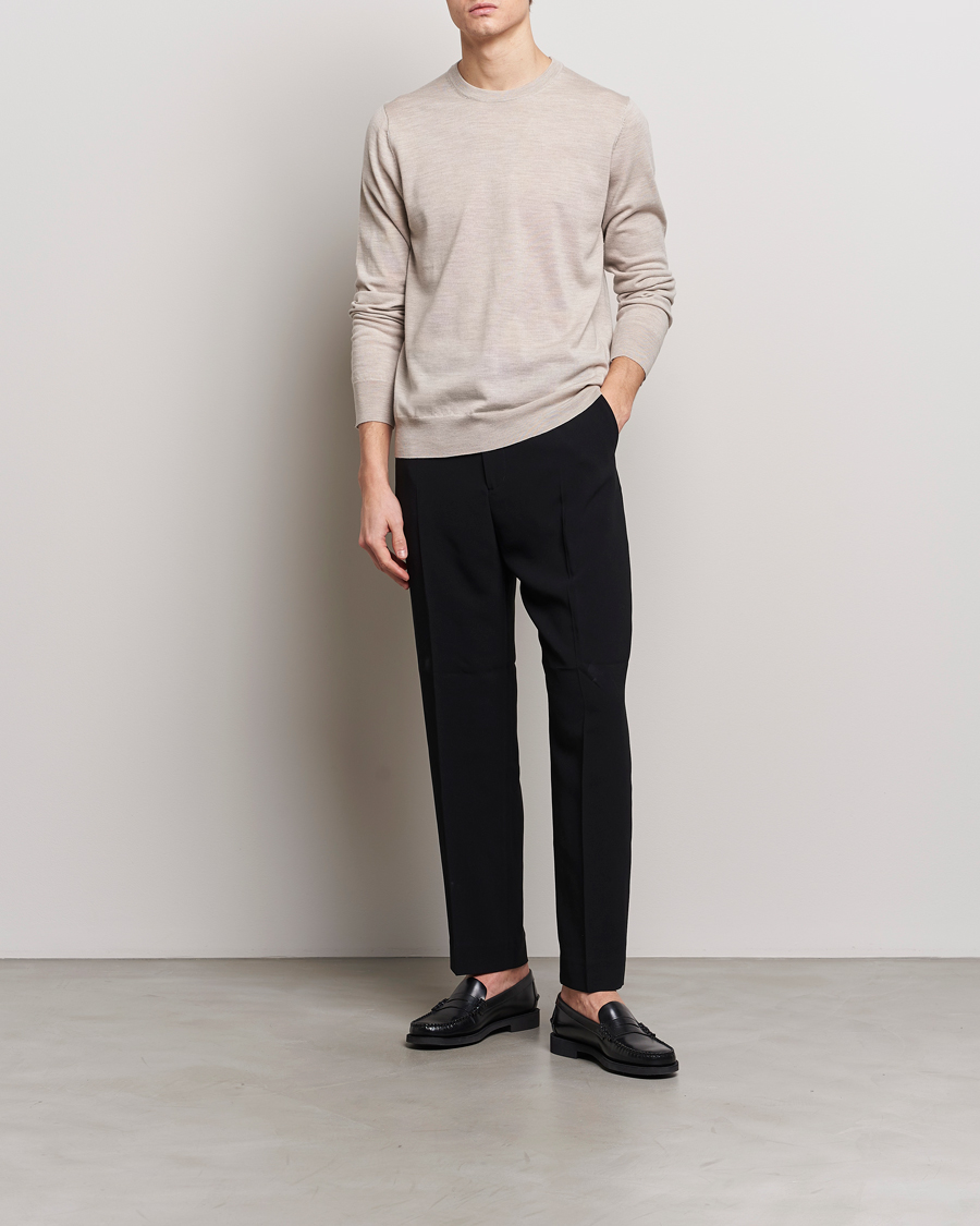Herre | Gensere | Filippa K | Merino Round Neck Sweater Beige Melange