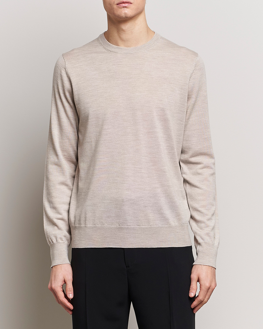 Herre | Gensere | Filippa K | Merino Round Neck Sweater Beige Melange