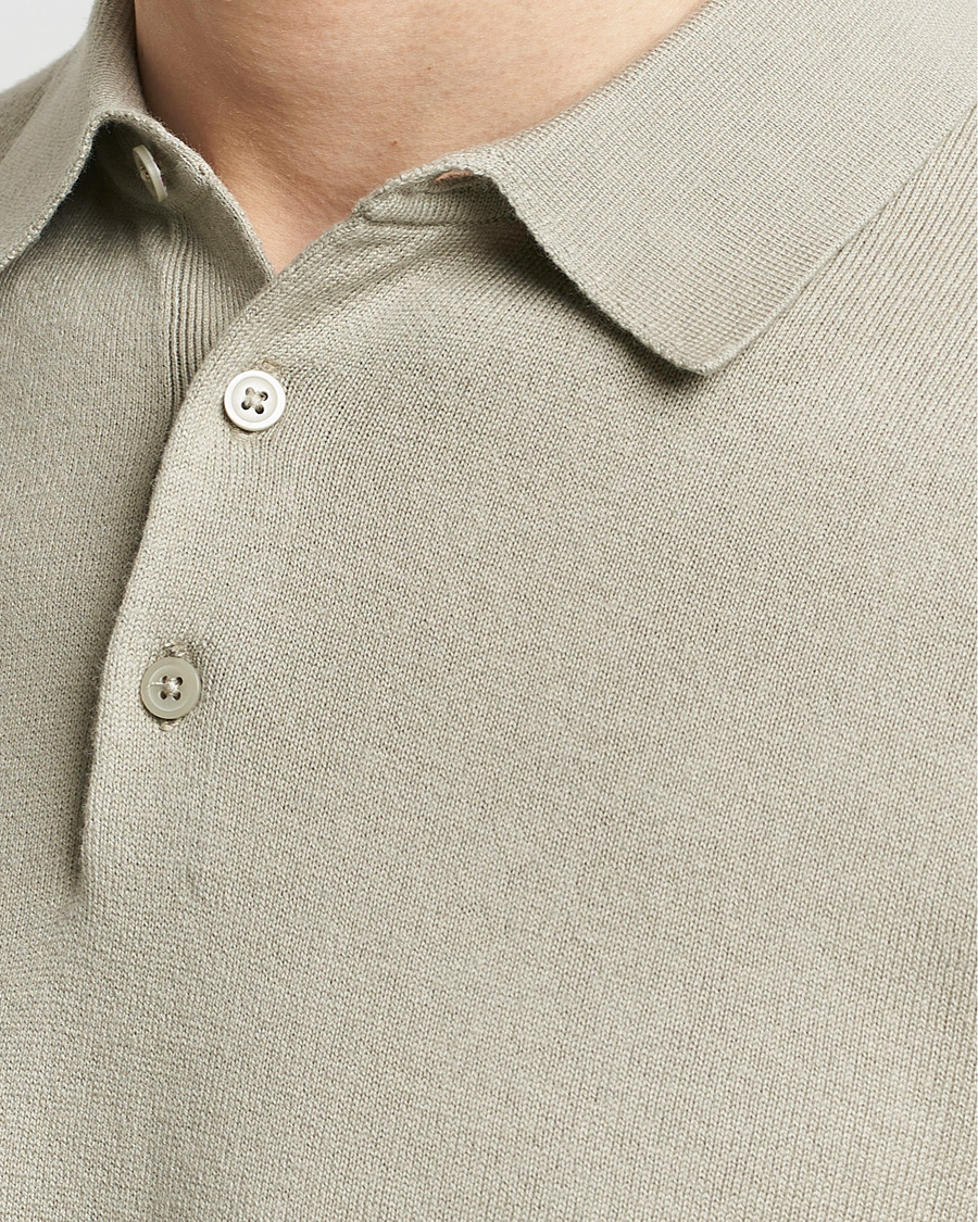 Herre | Gensere | Filippa K | Knitted Polo Shirt Light Sage