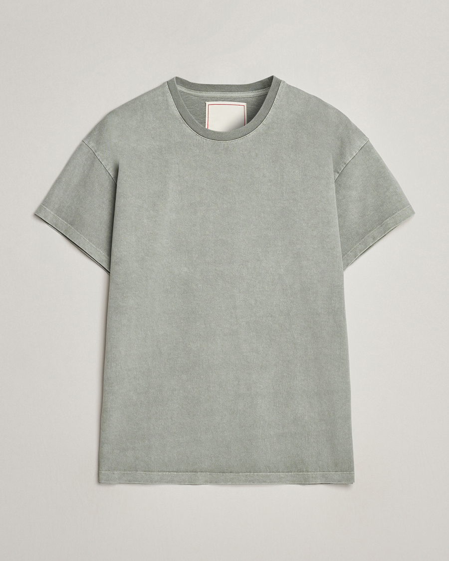 Herre | T-Shirts | Jeanerica | Marcel Heavy Crew Neck T-Shirt Washed Olive Green