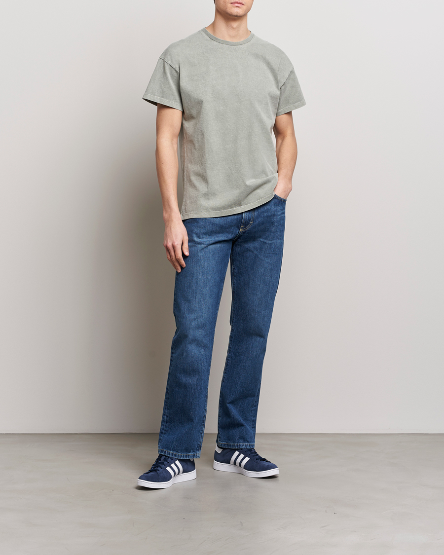 Herre | T-Shirts | Jeanerica | Marcel Heavy Crew Neck T-Shirt Washed Olive Green