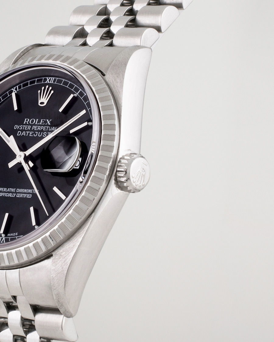 Herre | Rolex Pre-Owned Datejust 16220 Oyster Perpetual Black Steel Black Steel Black | Rolex Pre-Owned | Datejust 16220 Oyster Perpetual Black Steel Black Steel Black