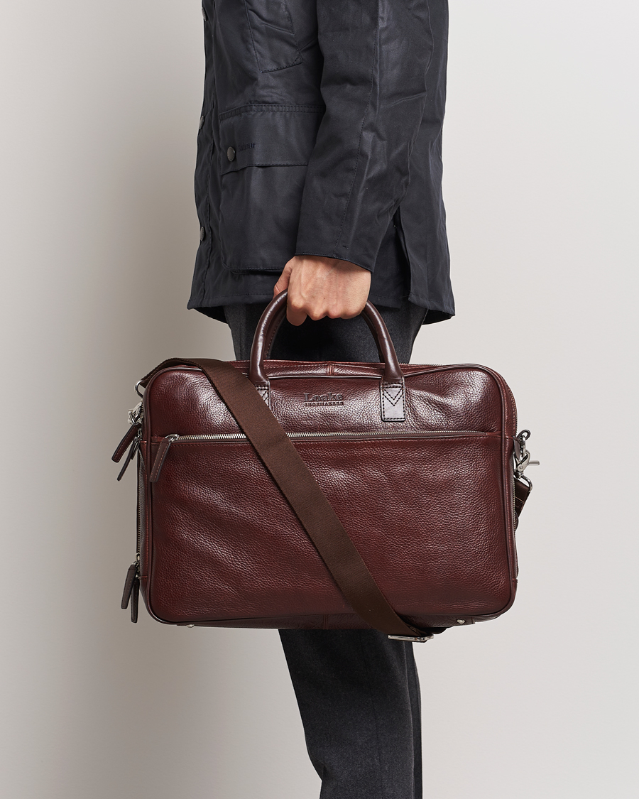 Men | Briefcases | Loake 1880 | Westminster Grain Leather Briefcase Dark Brown