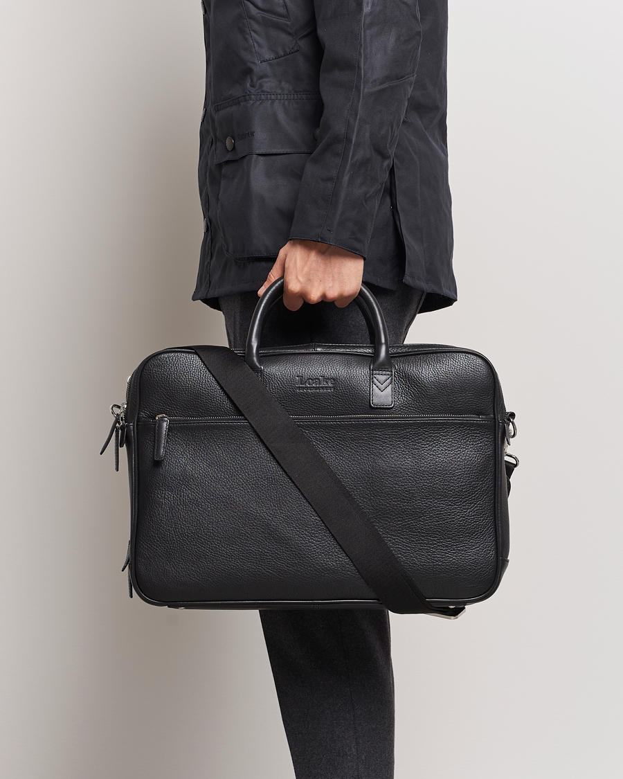 Men |  | Loake 1880 | Westminster Grain Leather Briefcase Black