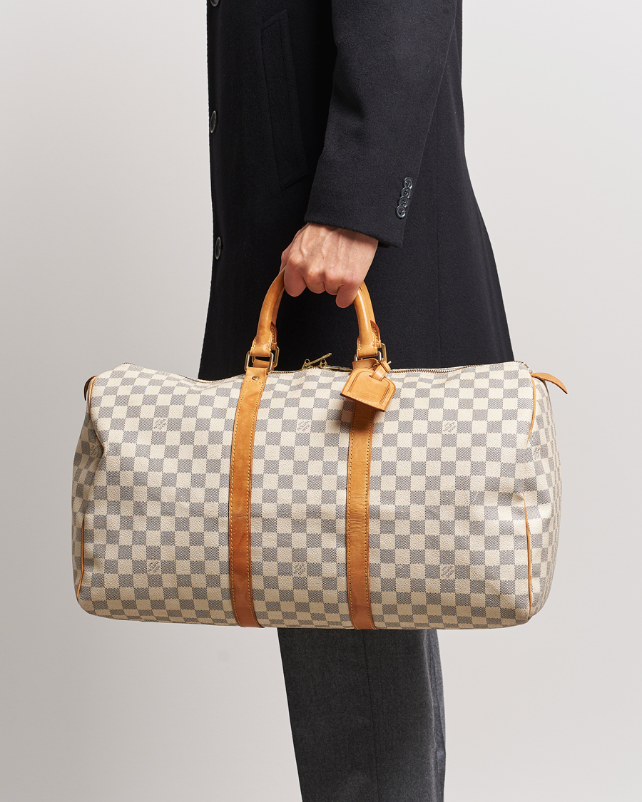 Herre | Louis Vuitton Pre-Owned Keepall 50 Bag Damier Azur | Louis Vuitton Pre-Owned | Keepall 50 Bag Damier Azur