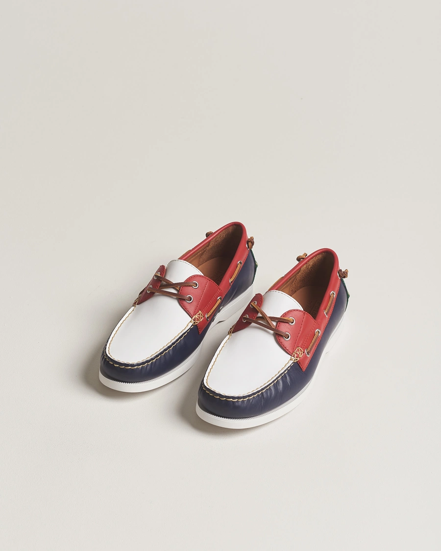 Herre |  | Polo Ralph Lauren | Merton Leather Boat Shoe Red/White/Blue