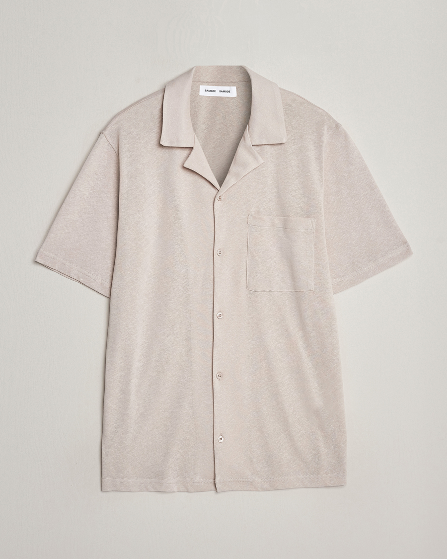 Herre | Skjorter | Samsøe Samsøe | Samartin Cotton/Linen Short Sleeve Shirt Moonstruck
