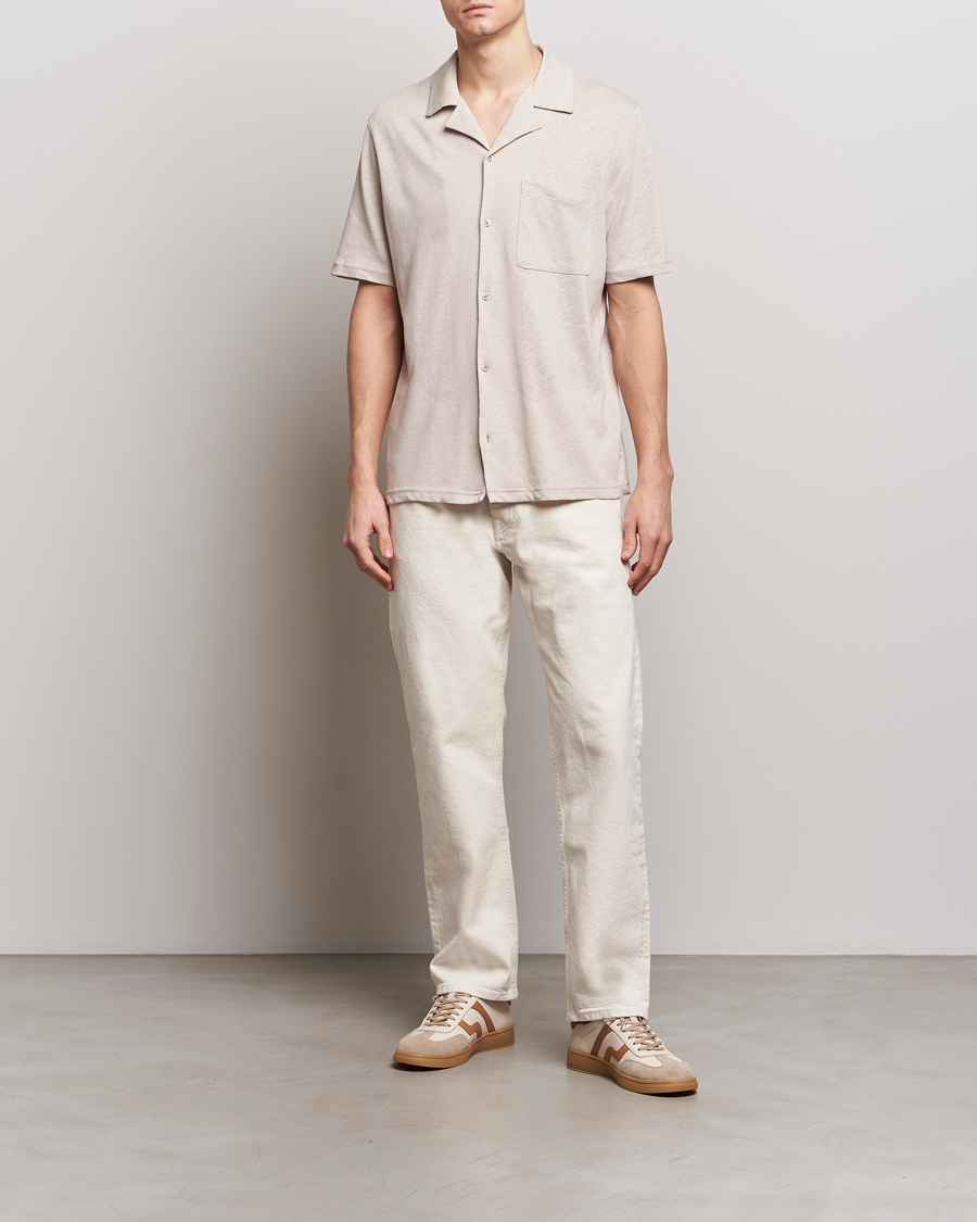 Herre | Skjorter | Samsøe Samsøe | Samartin Cotton/Linen Short Sleeve Shirt Moonstruck