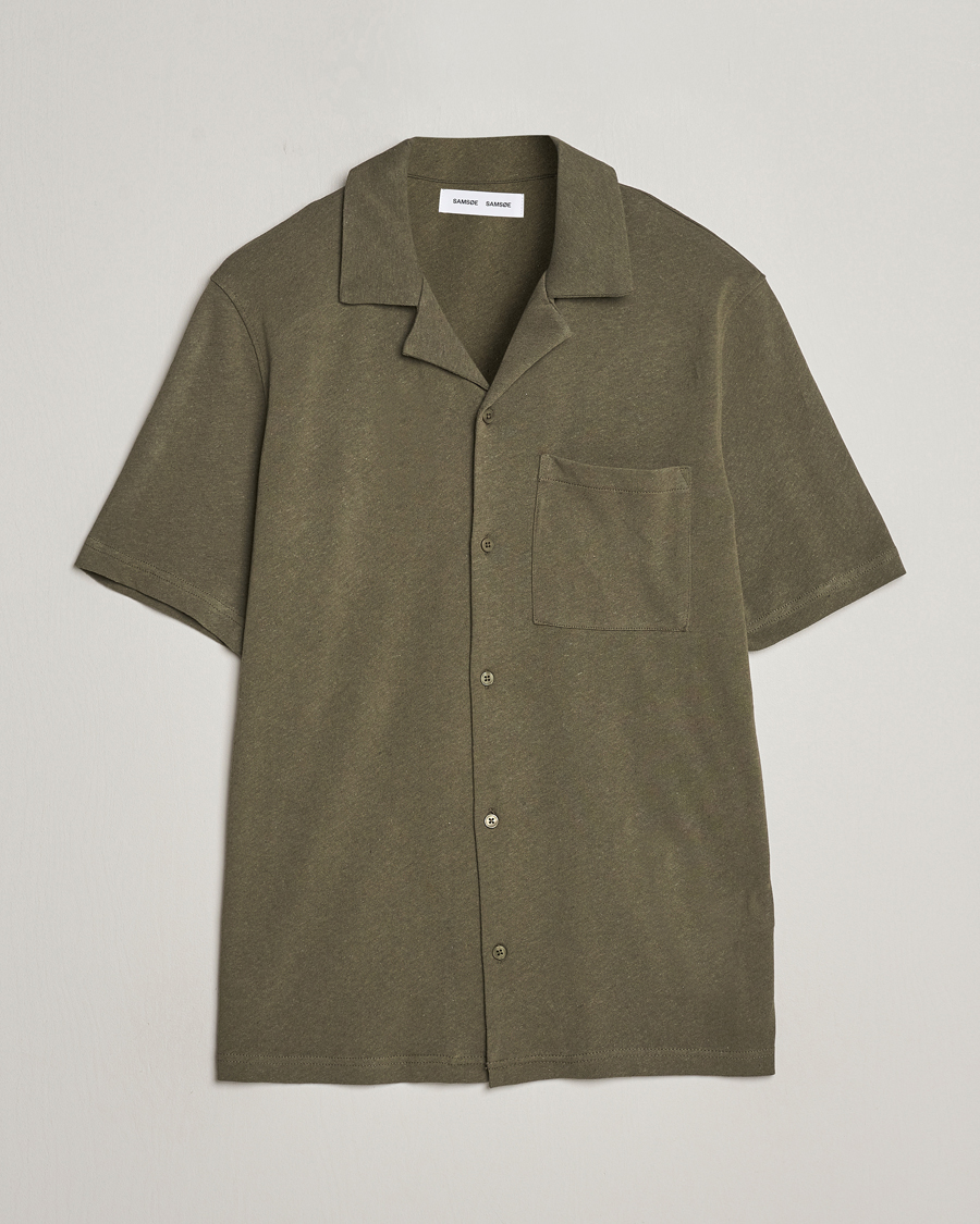 Herre | Nytt i butikken | Samsøe Samsøe | Samartin Cotton/Linen Short Sleeve Shirt Dusty Olive