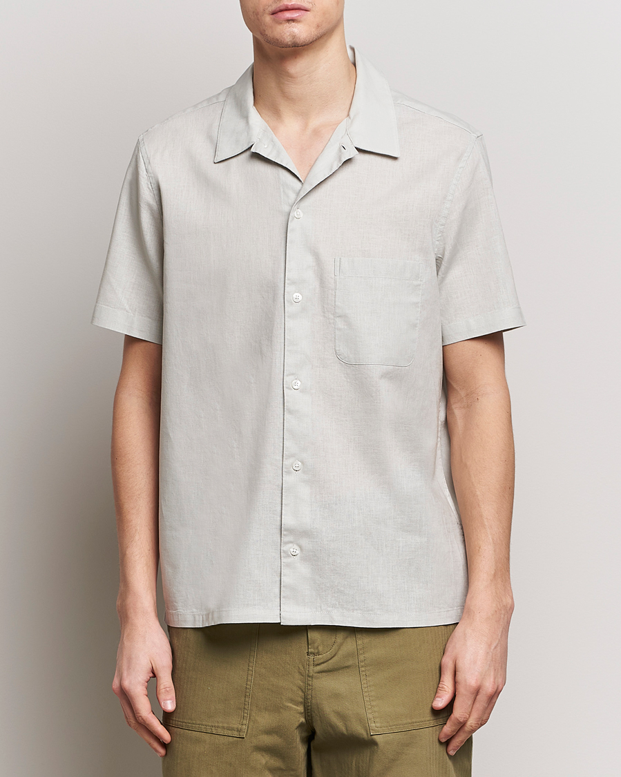 Herre | Nye produktbilder | Samsøe Samsøe | Avan Linen/Cotton Short Sleeve Shirt Moonstruck