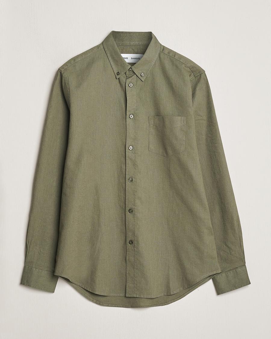 Herre | Skjorter | Samsøe Samsøe | Liam Linen/Cotton Shirt Dusty Olive