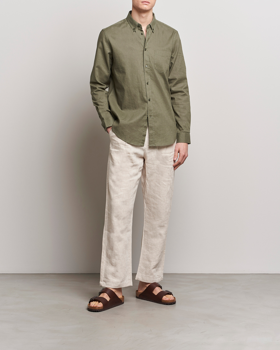 Herre | Skjorter | Samsøe Samsøe | Liam Linen/Cotton Shirt Dusty Olive