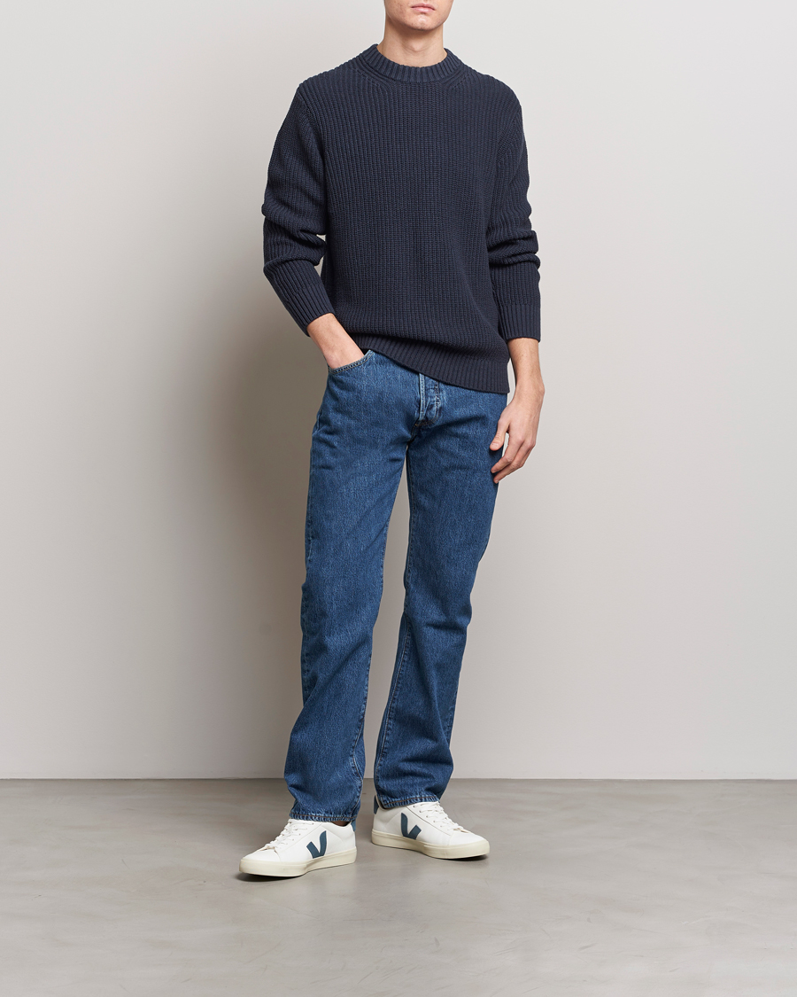 Herre | Gensere | Samsøe Samsøe | Samarius Cotton/Linen Knitted Sweater Salute Navy