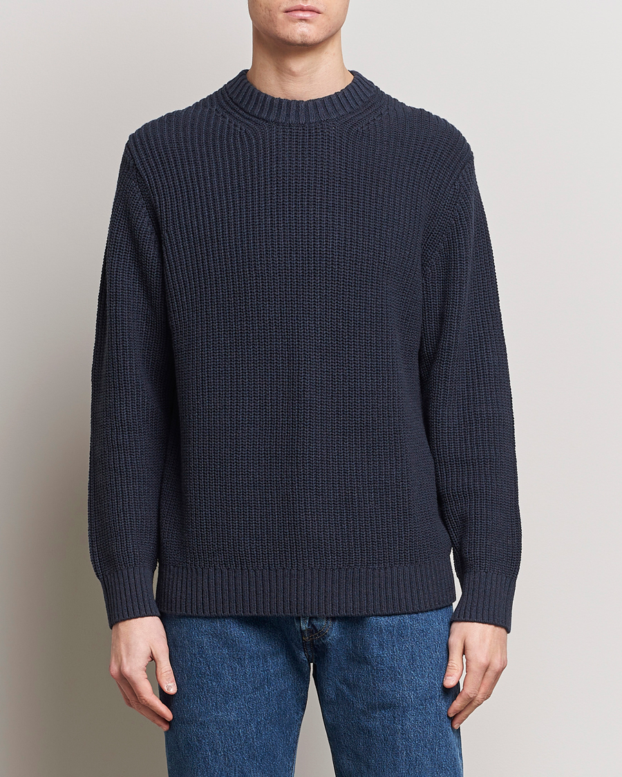 Herre | Gensere | Samsøe & Samsøe | Samarius Cotton/Linen Knitted Sweater Salute Navy