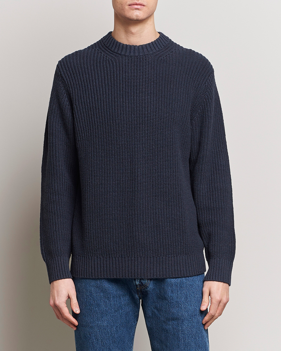 Herre | Gensere | Samsøe Samsøe | Samarius Cotton/Linen Knitted Sweater Salute Navy