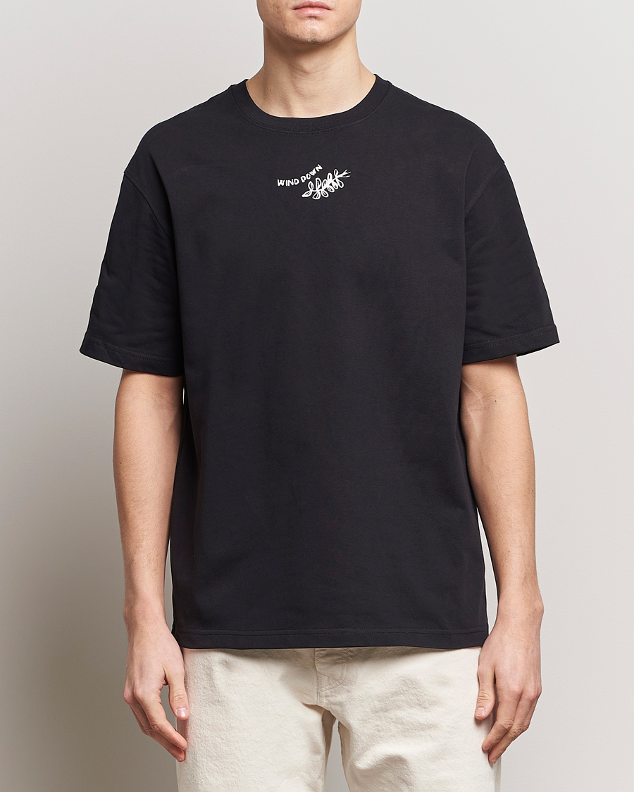 Herre | Svarte t-skjorter | Samsøe Samsøe | Sawind Printed Crew Neck T-Shirt Black